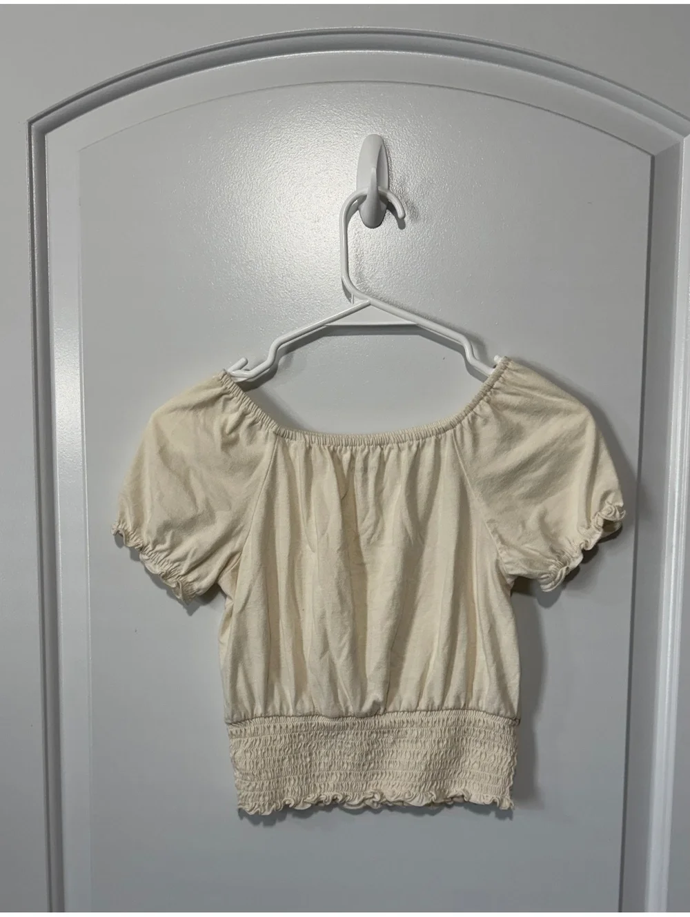 Old Navy Boho Hippie Cream Back to School Smocked Waist Girls Top, Size M (8)